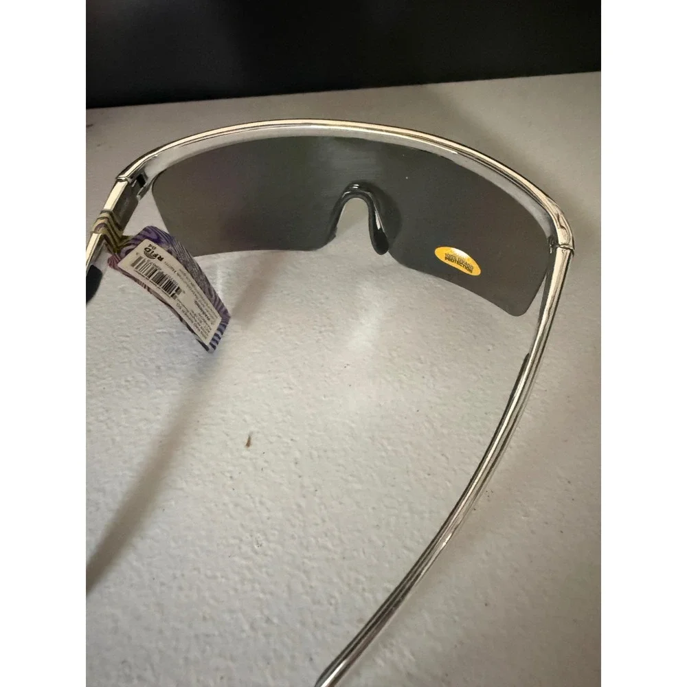 Pugs RR8 Rad Ripper Sunglasses Silver Rainbow Mirror Shield UV400 Wrap Around
